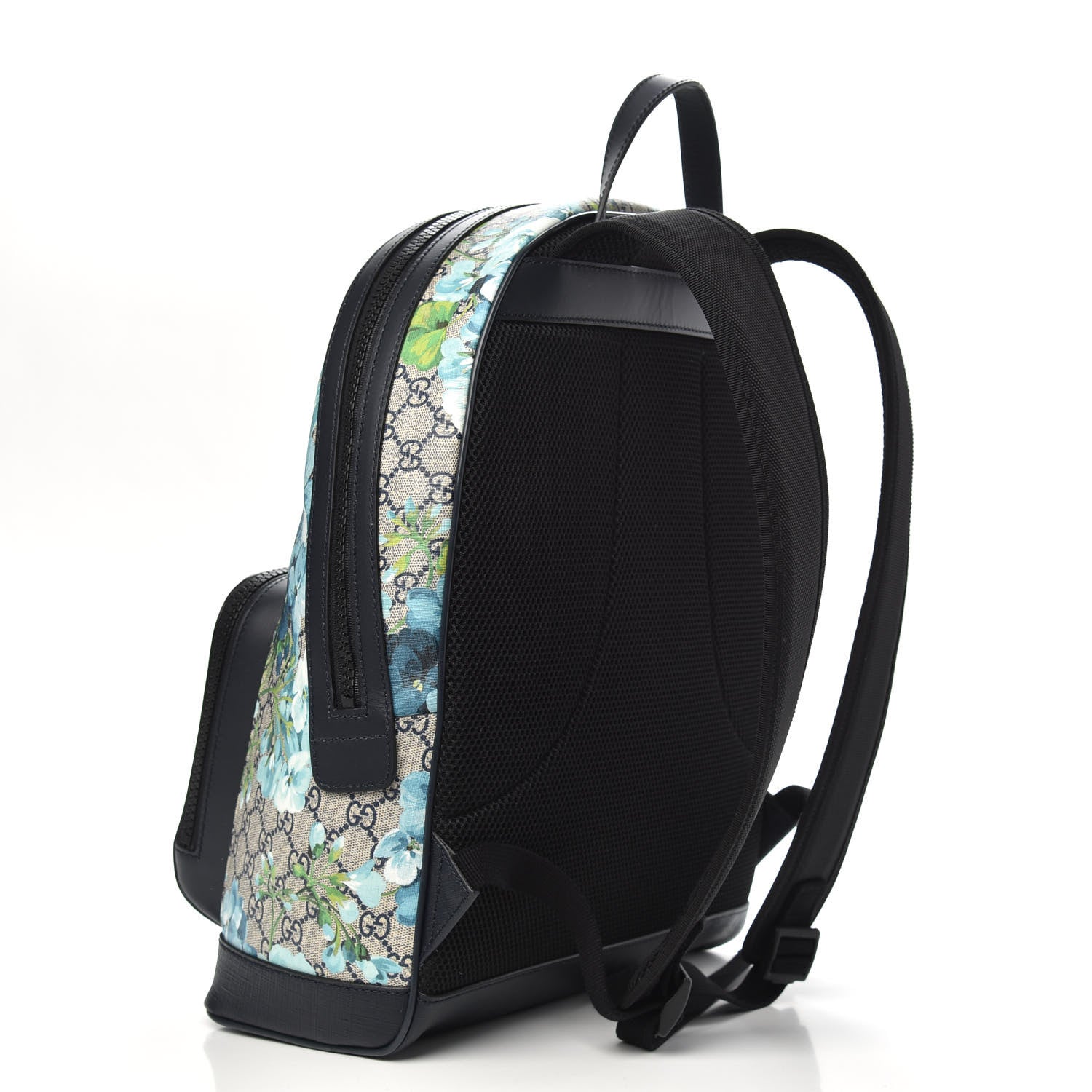 Gucci GG Supreme Monogram Blooms Medium Day Backpack Beige Blue Navy 3 of 9