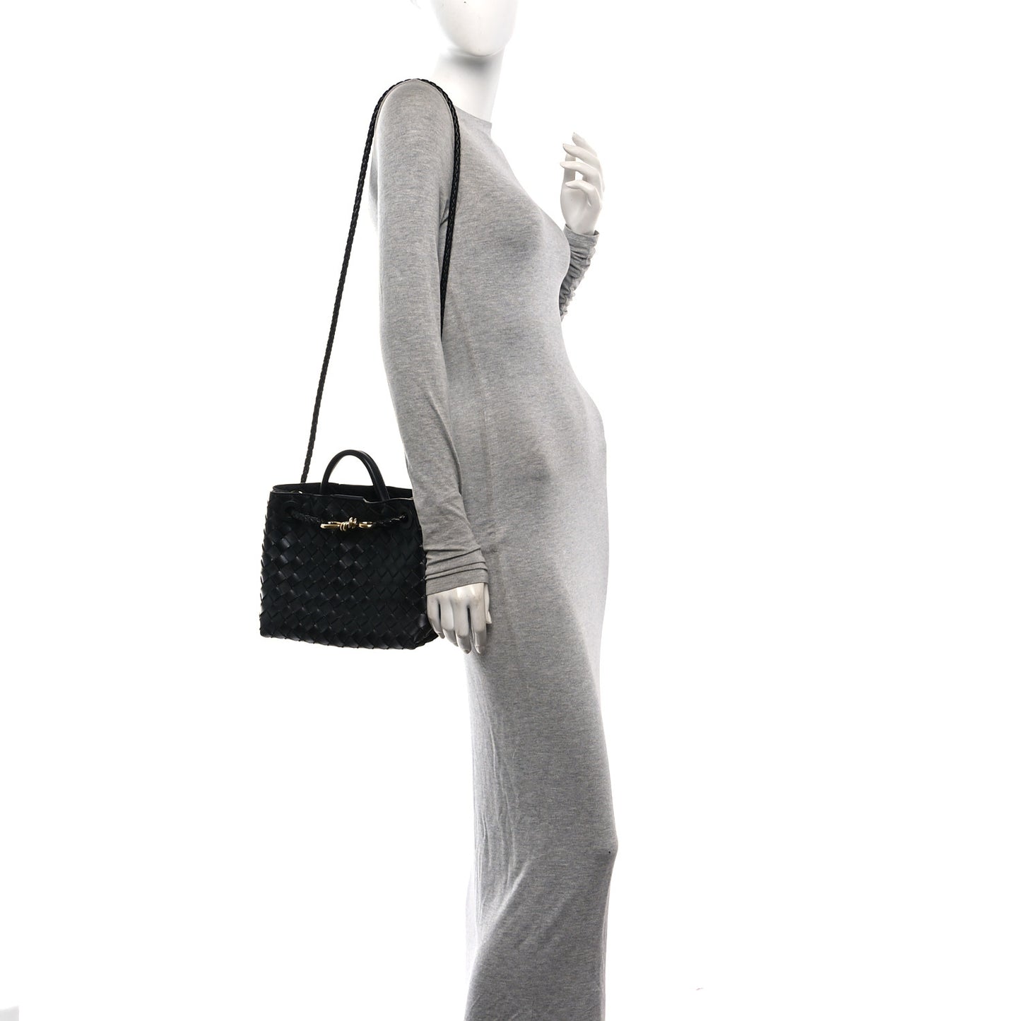 Nappa Intrecciato Small Andiamo Shoulder Bag Black