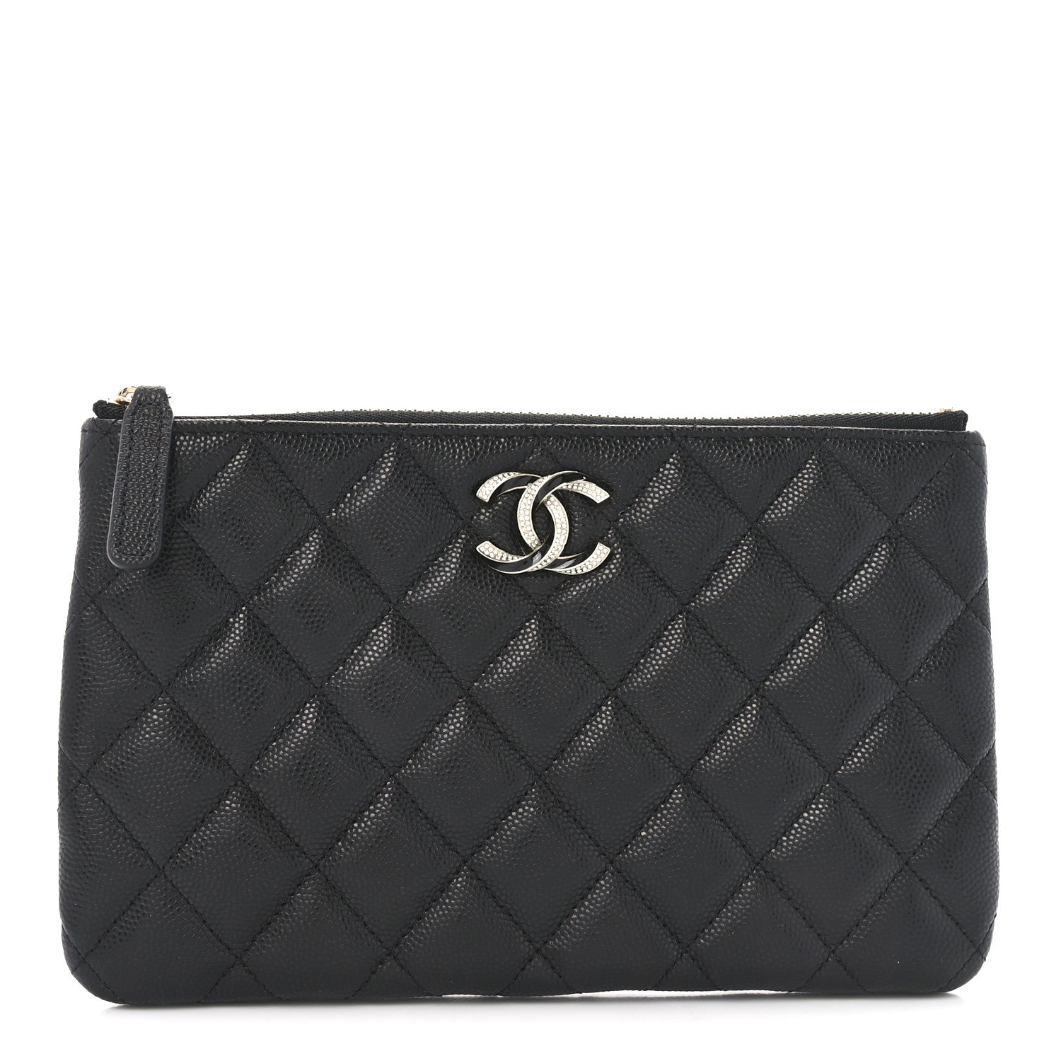 Chanel Caviar Quilted Crystal Enamel Cosmetic Case Black 1 of 8