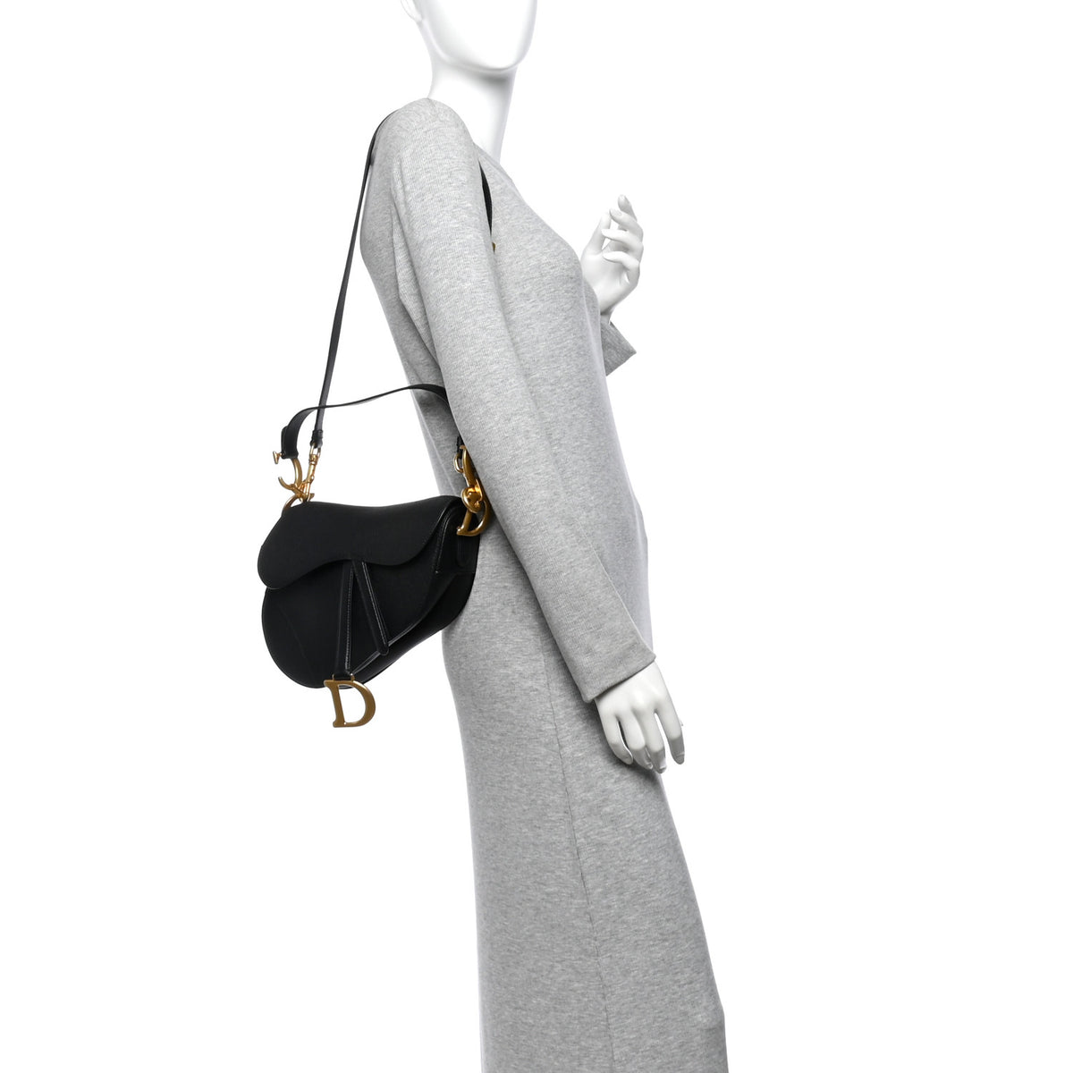 Christian Dior Grained Calfskin Saddle Bag With Strap Black 2 of 11