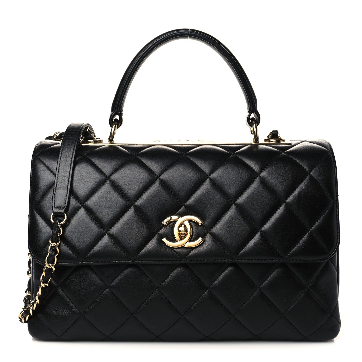 Chanel Lambskin Quilted Medium Trendy CC Flap Dual Handle Bag Black 1 of 8