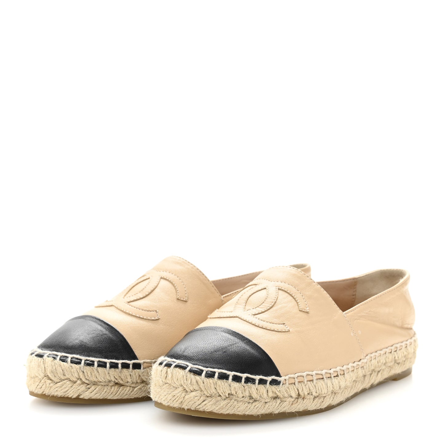 Lambskin CC Espadrilles 37 Beige Black