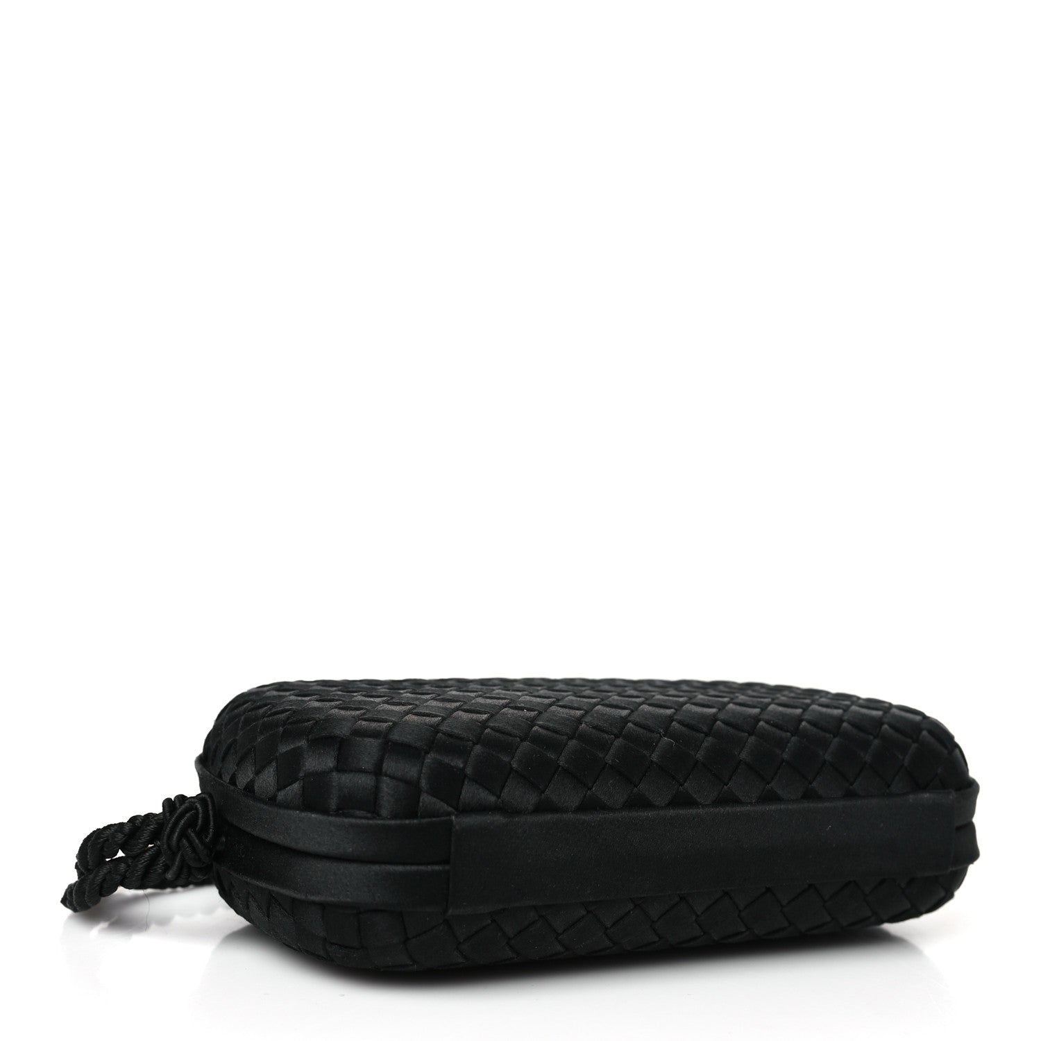 Bottega Veneta Satin Crystal Intreccio Tassel Clutch Black 4 of 9