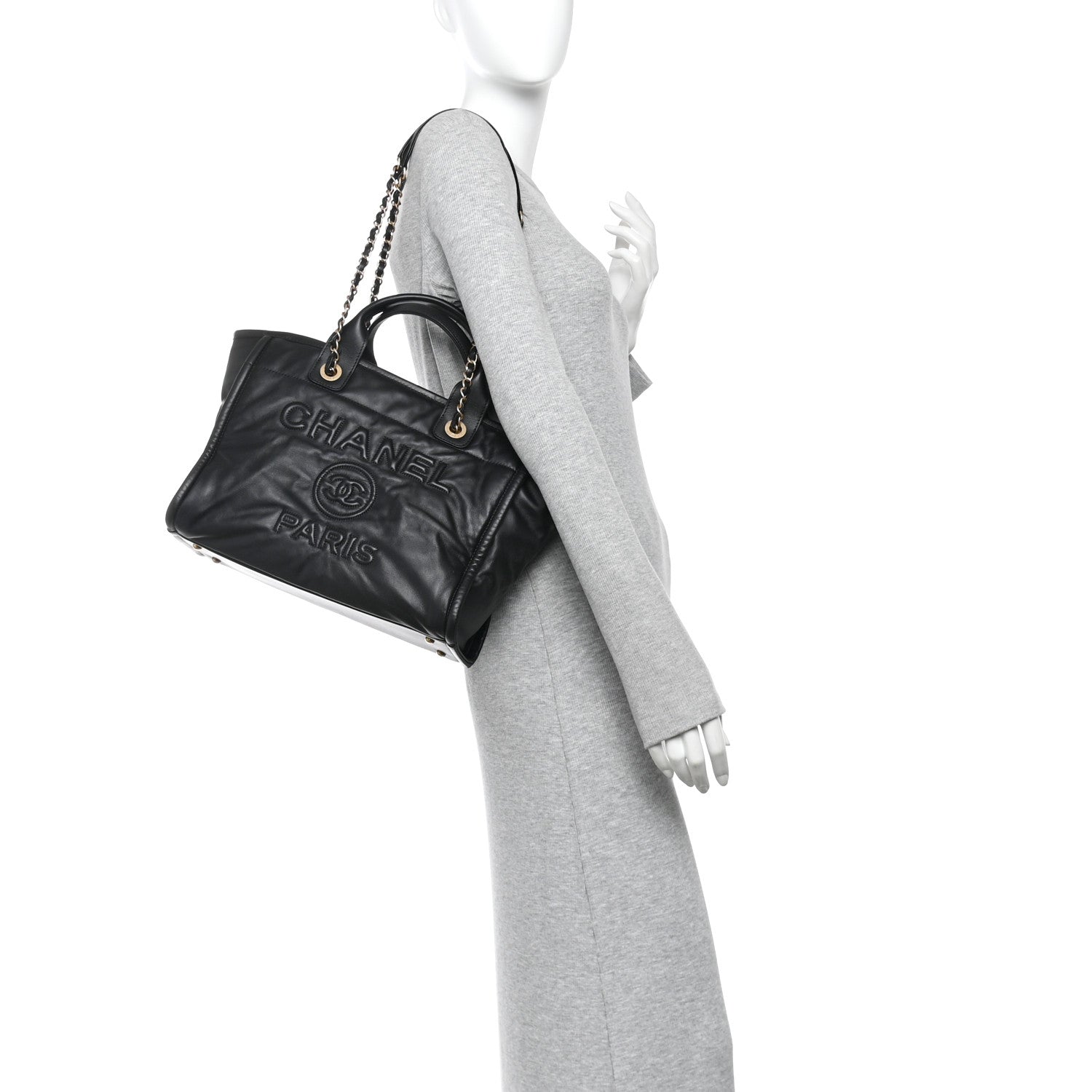 Chanel Calfskin Small Deauville Tote Black 2 of 11