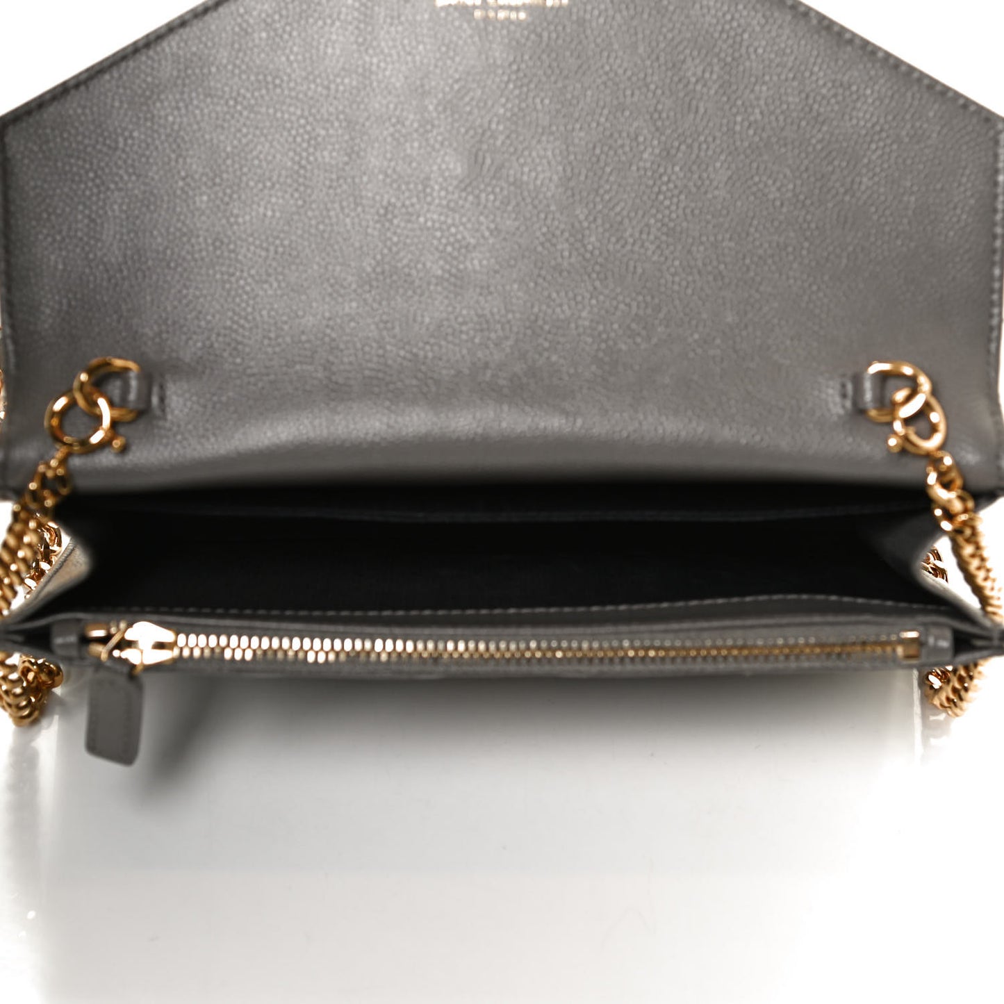 Grain De Poudre Matelasse Chevron Monogram Envelope Chain Wallet Earth