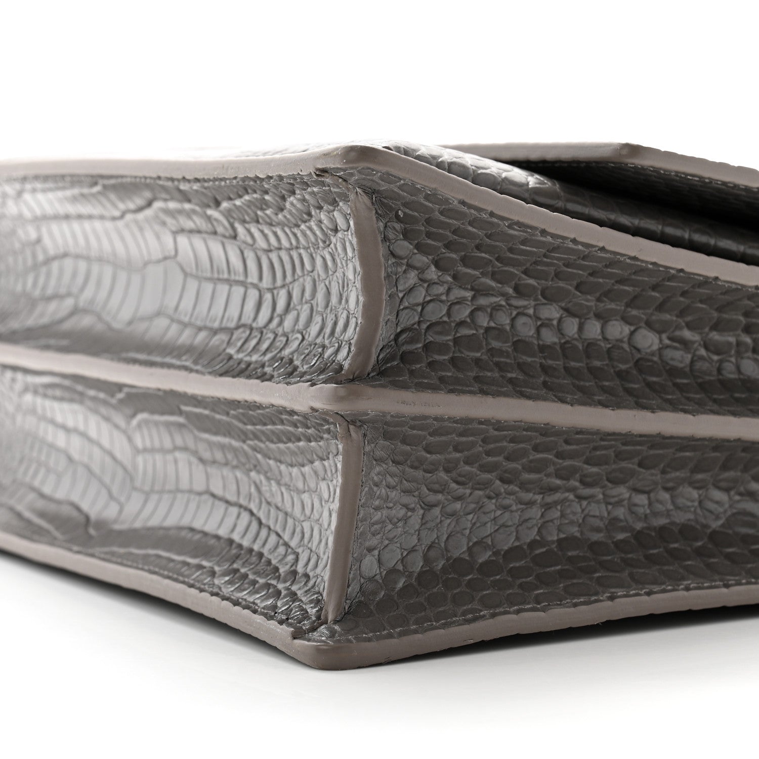 Saint Laurent Calfskin Crocodile Embossed Large Monogram Sunset Fog 10 of 12