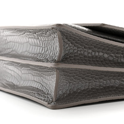 Saint Laurent Calfskin Crocodile Embossed Large Monogram Sunset Fog 10 of 12