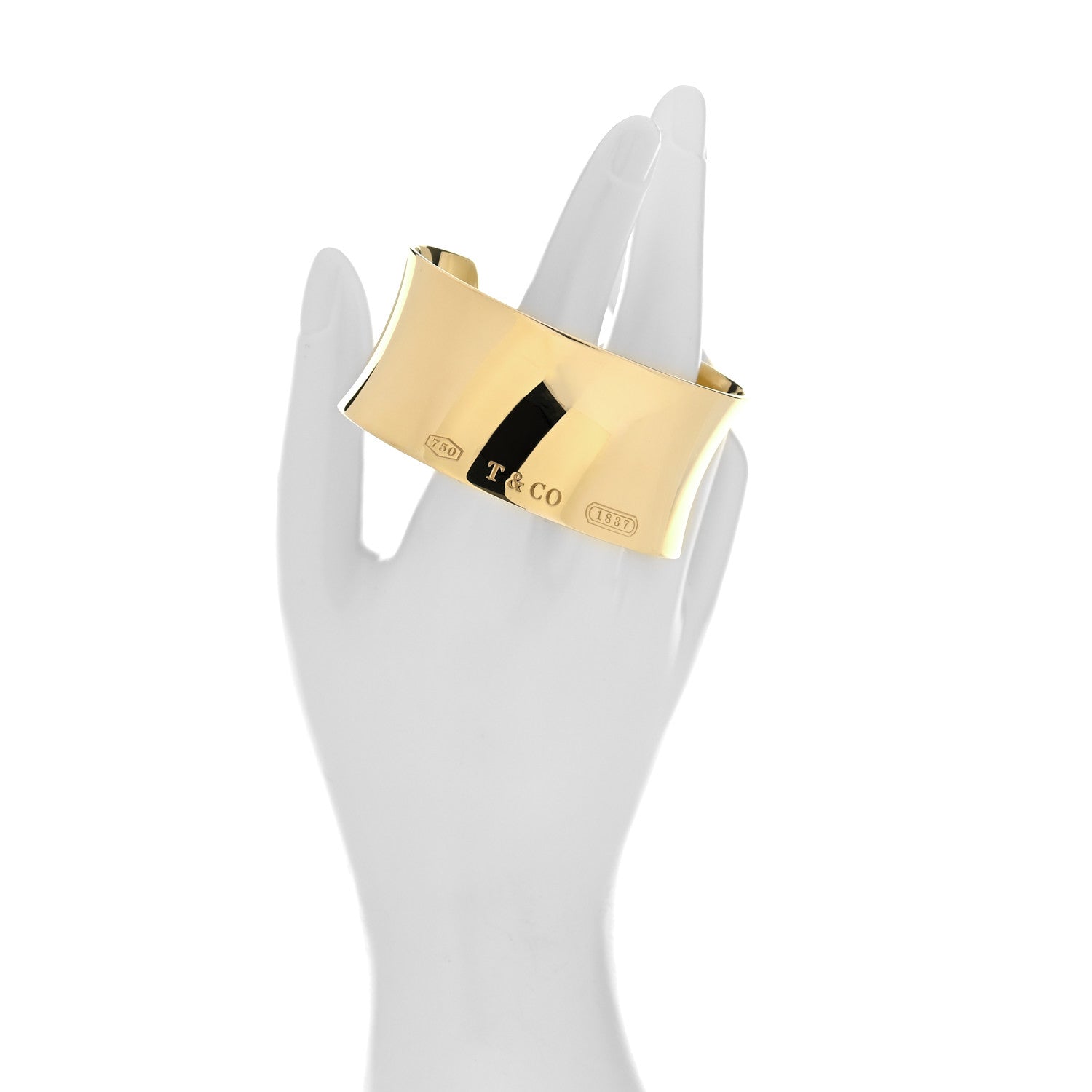 Tiffany 18K Yellow Gold Wide 1837 Cuff Bracelet 2 of 5