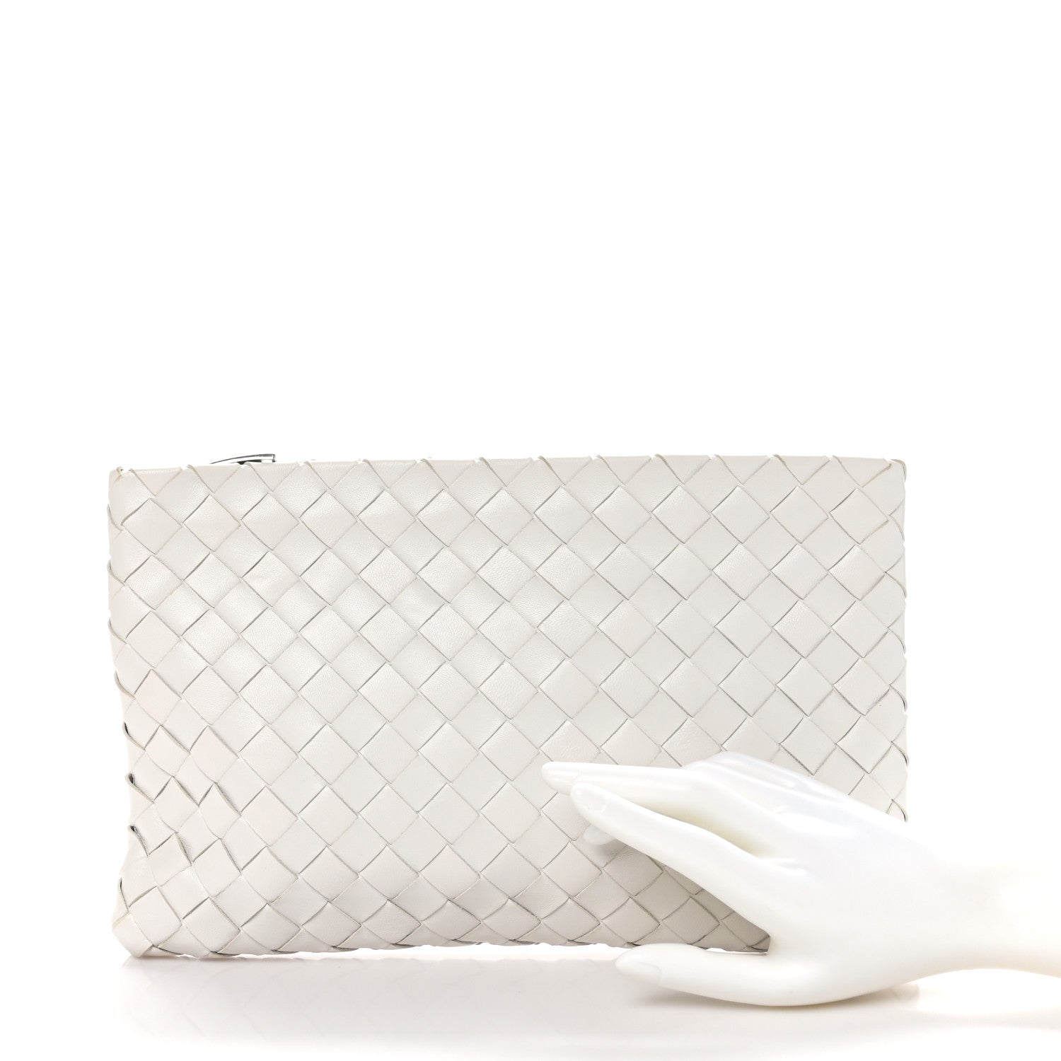Bottega Veneta Nappa Intrecciato Medium Zip Pouch White 2 of 10