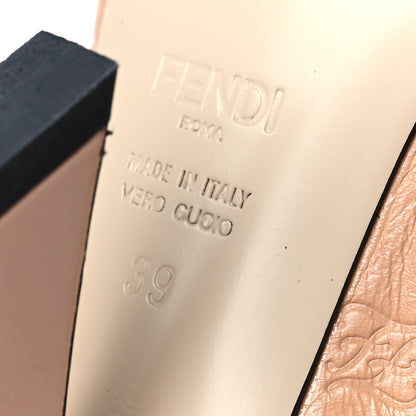 Fendi Calfskin Karligraphy Embossed Ffreedom Mules 39 Beige 6 of 7