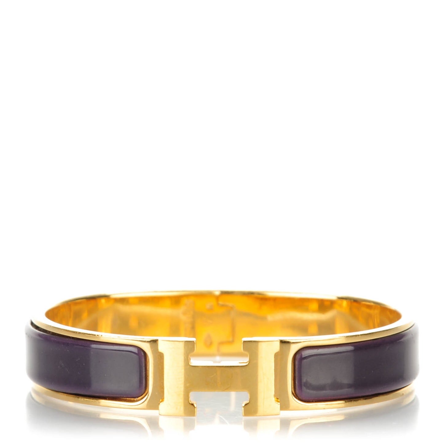 Enamel Narrow Clic Clac H Bracelet PM Prune