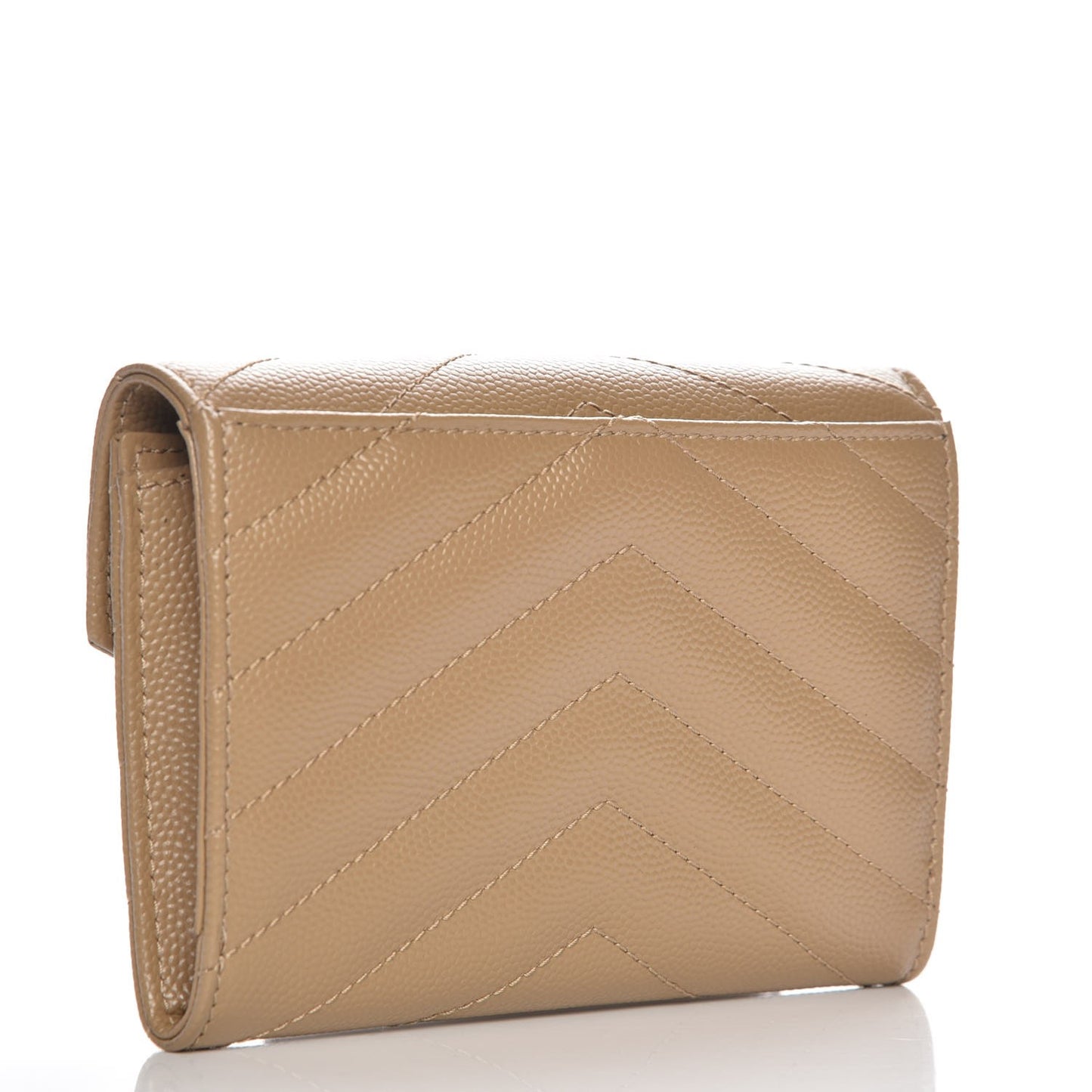 Grain De Poudre Matelasse Chevron Small Monogram Envelope Wallet Dark Beige
