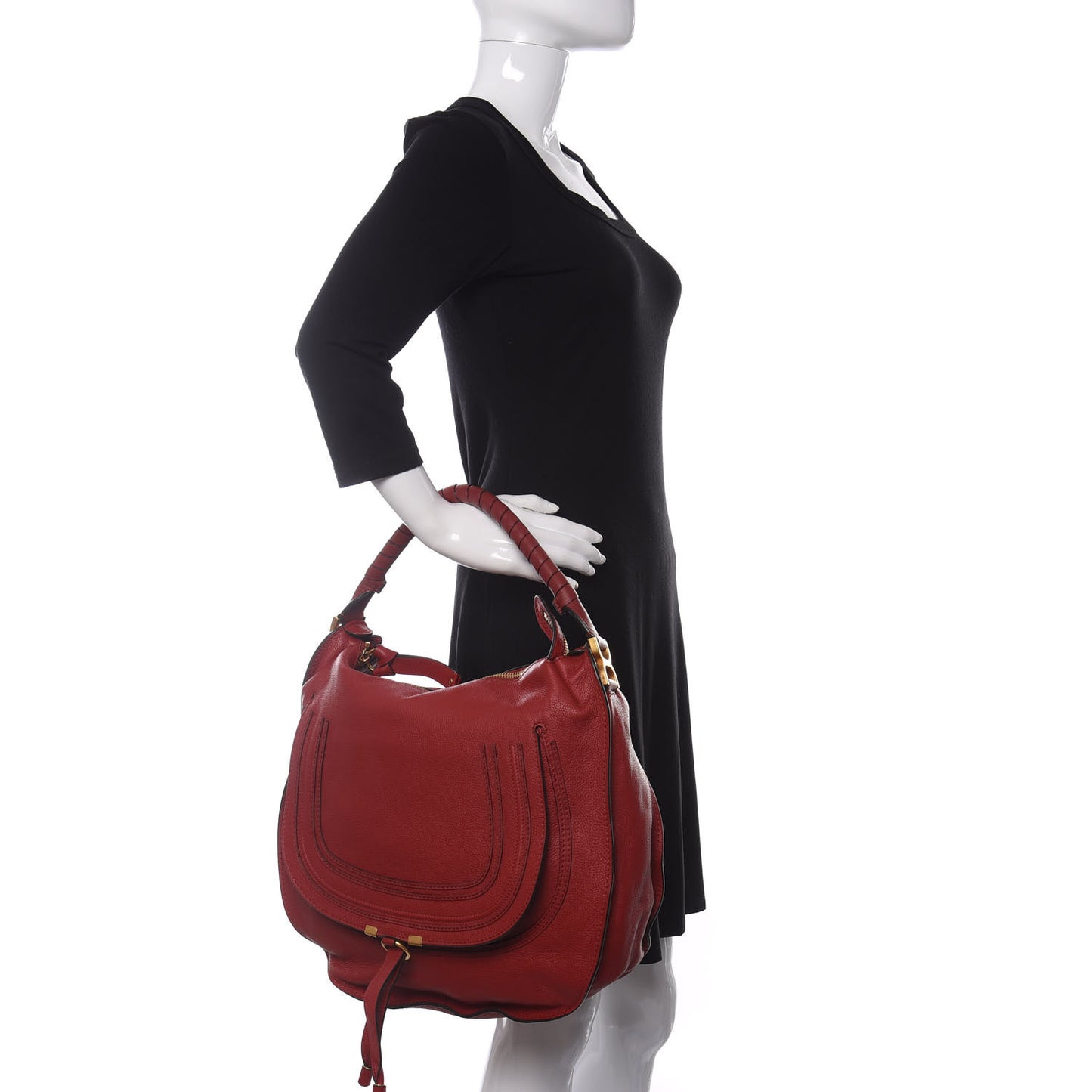 Calfskin Large Marcie Hobo Ruby