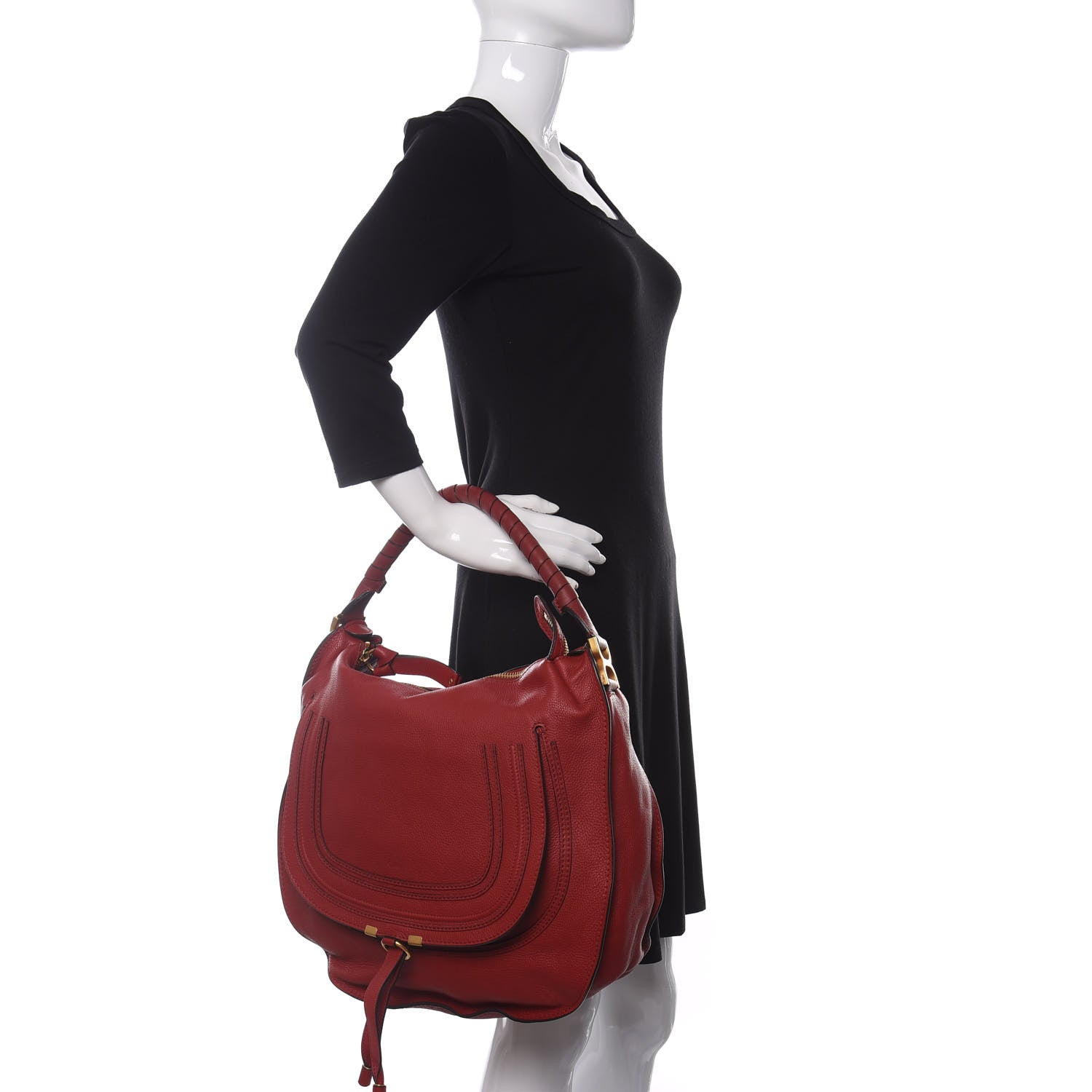 Chloe Calfskin Large Marcie Hobo Ruby 2 of 10