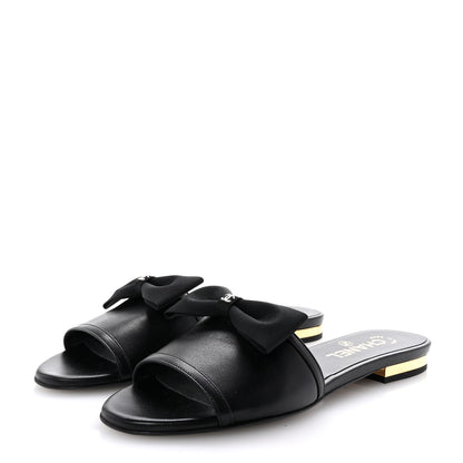 Chanel Lambskin Grosgrain CC Bow Mules 37 Black 4 of 10