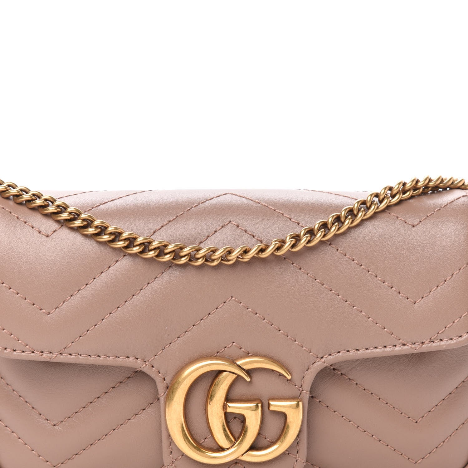 Gucci Calfskin Matelasse Super Mini GG Marmont Shoulder Bag Porcelain Rose 10 of 11