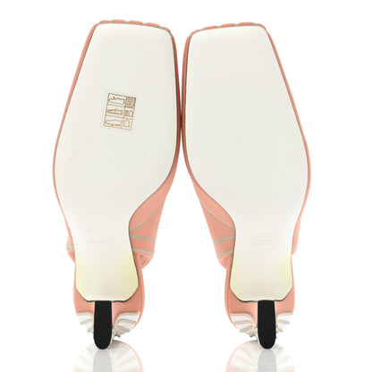 Fendi Stretch Fabric FFreedom Decollette Slingback Pumps 36 Angora Frosty Red Black White 5 of 8