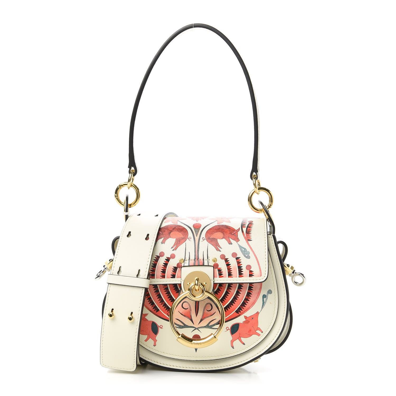 Chloe Calfskin Small Artistic Print Tess Bag Natural White 1 of 10