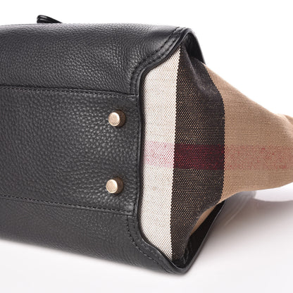 Burberry Canvas Mega Check Grained Calfskin Medium Harcourt Satchel Black 7 of 11