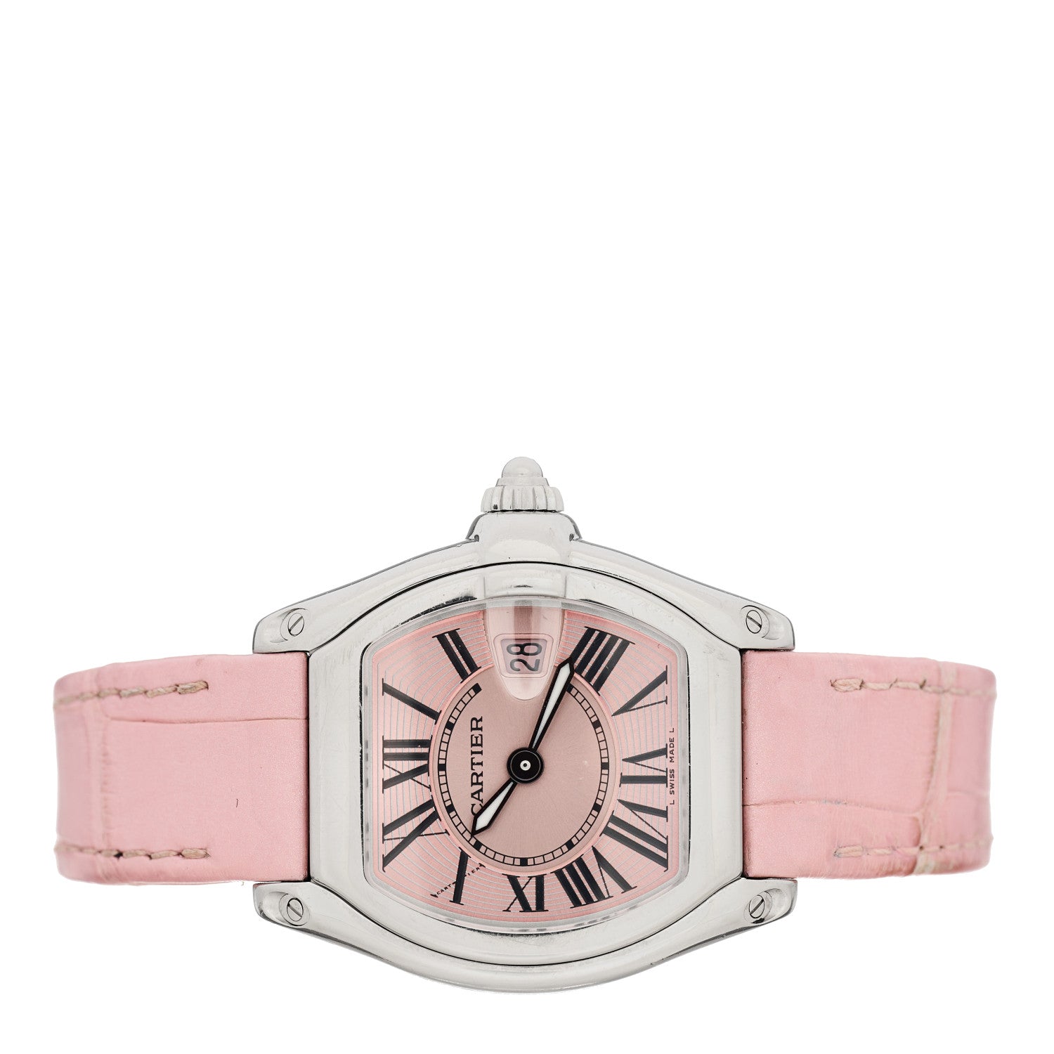 Cartier Stainless Steel Alligator 31mm Roadster Quartz Watch Pink 2 of 9