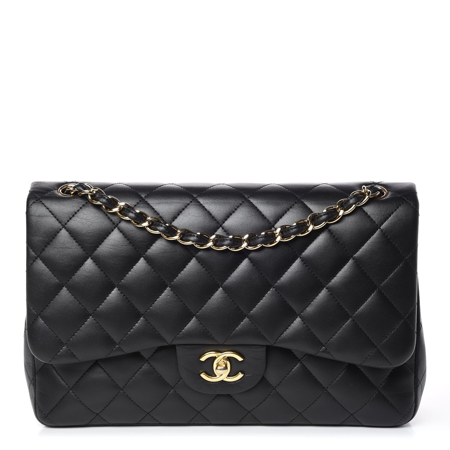 Chanel Lambskin Quilted Jumbo Double Flap Black 1 of 15