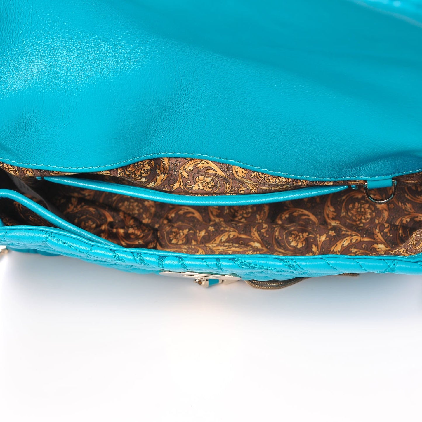 Nappa Barocco Quilted Calliope Vanitas Shoulder Bag Light Blue