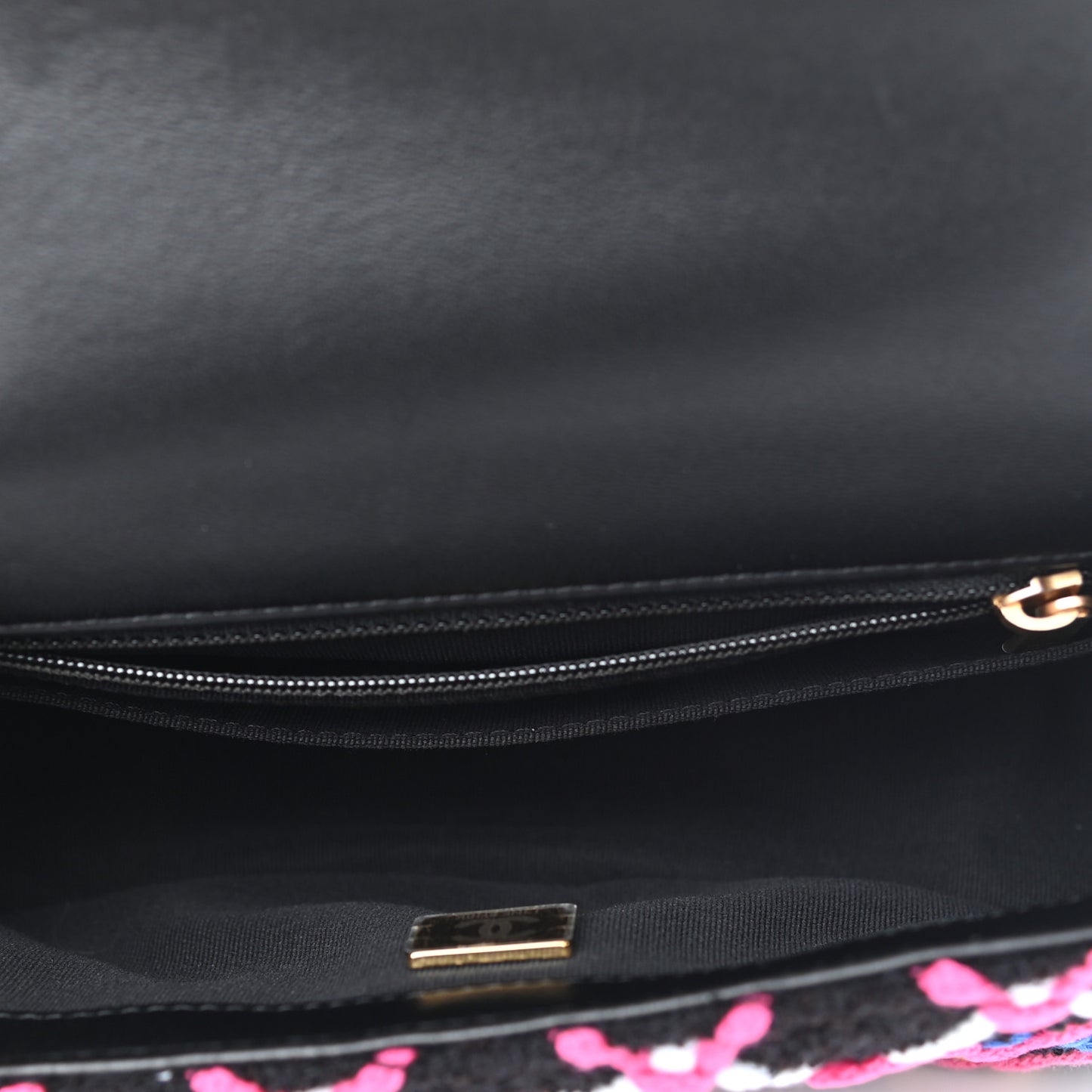 Tweed Diamond Threaded Mini Rectangular Pearl Crush Flap Black Multicolor