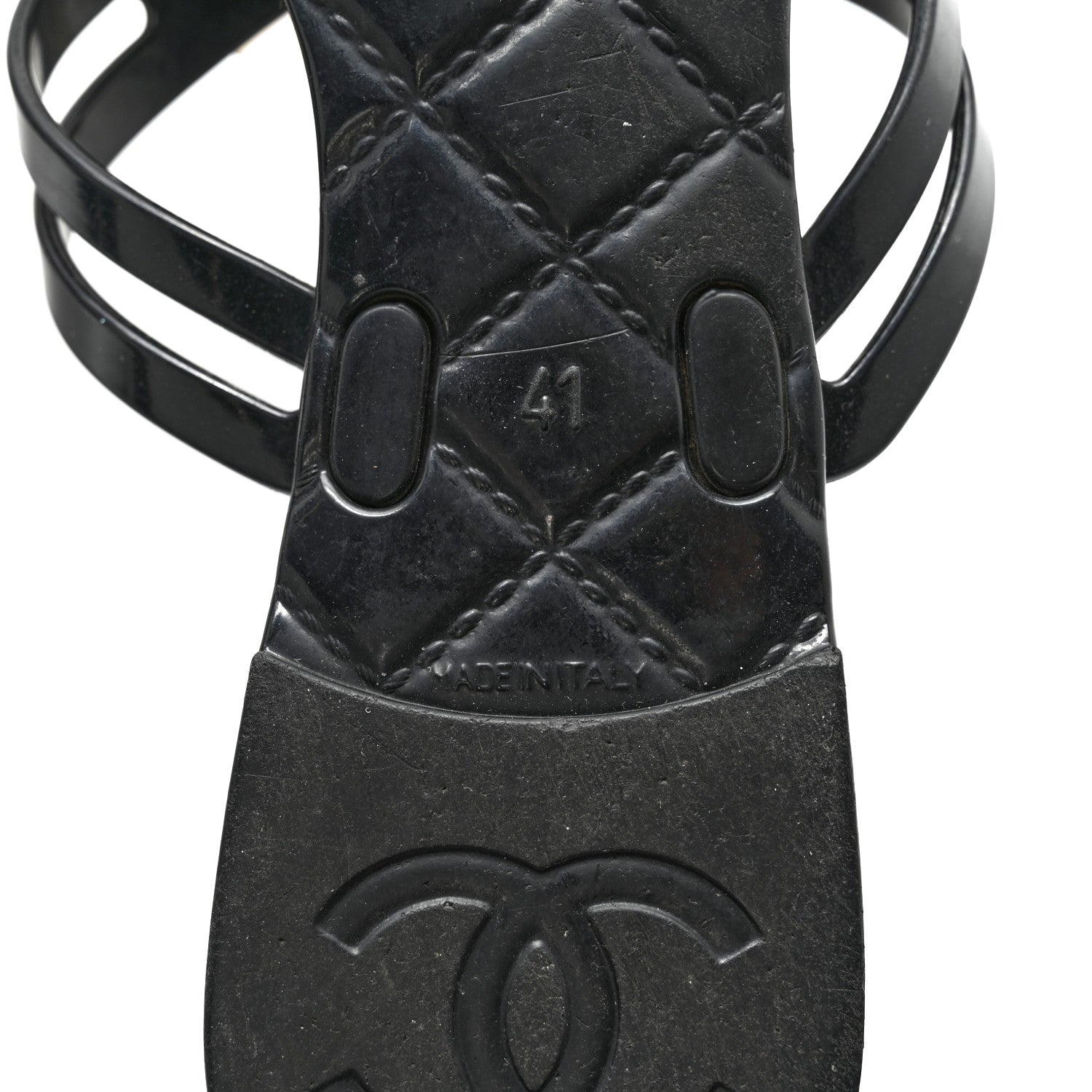 Chanel Jelly Camellia Thong Sandals 41 Black Ivory 7 of 12