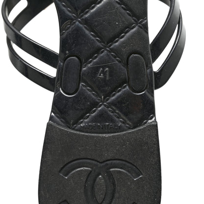 Chanel Jelly Camellia Thong Sandals 41 Black Ivory 7 of 12