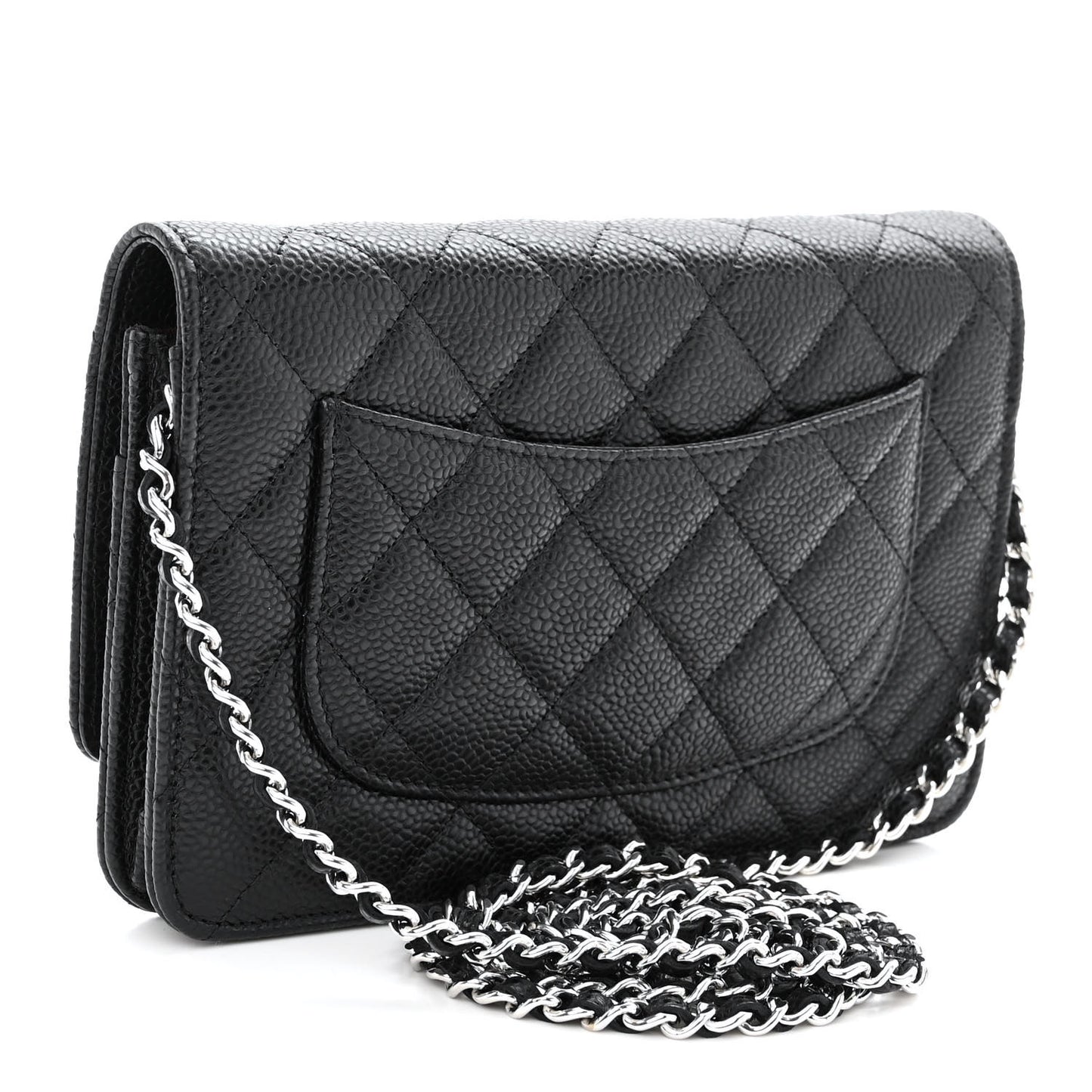Caviar Quilted Wallet on Chain WOC Black