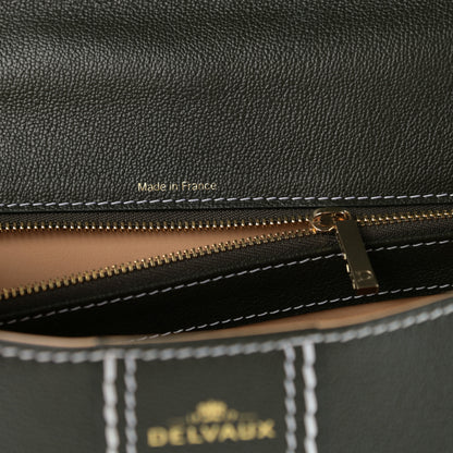 Delvaux Grained Calfskin Rodeo Surpique MM Brillant Satchel British Green 7 of 10