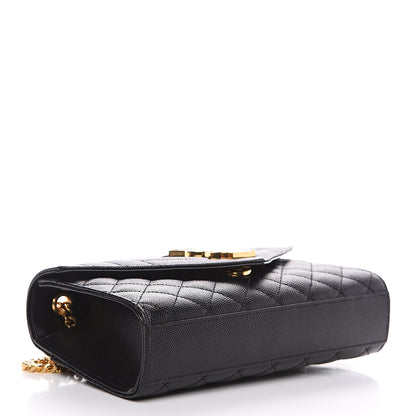 Saint Laurent Grain De Poudre Textured Mixed Matelasse Triquilt Small Monogram Satchel Black 3 of 10