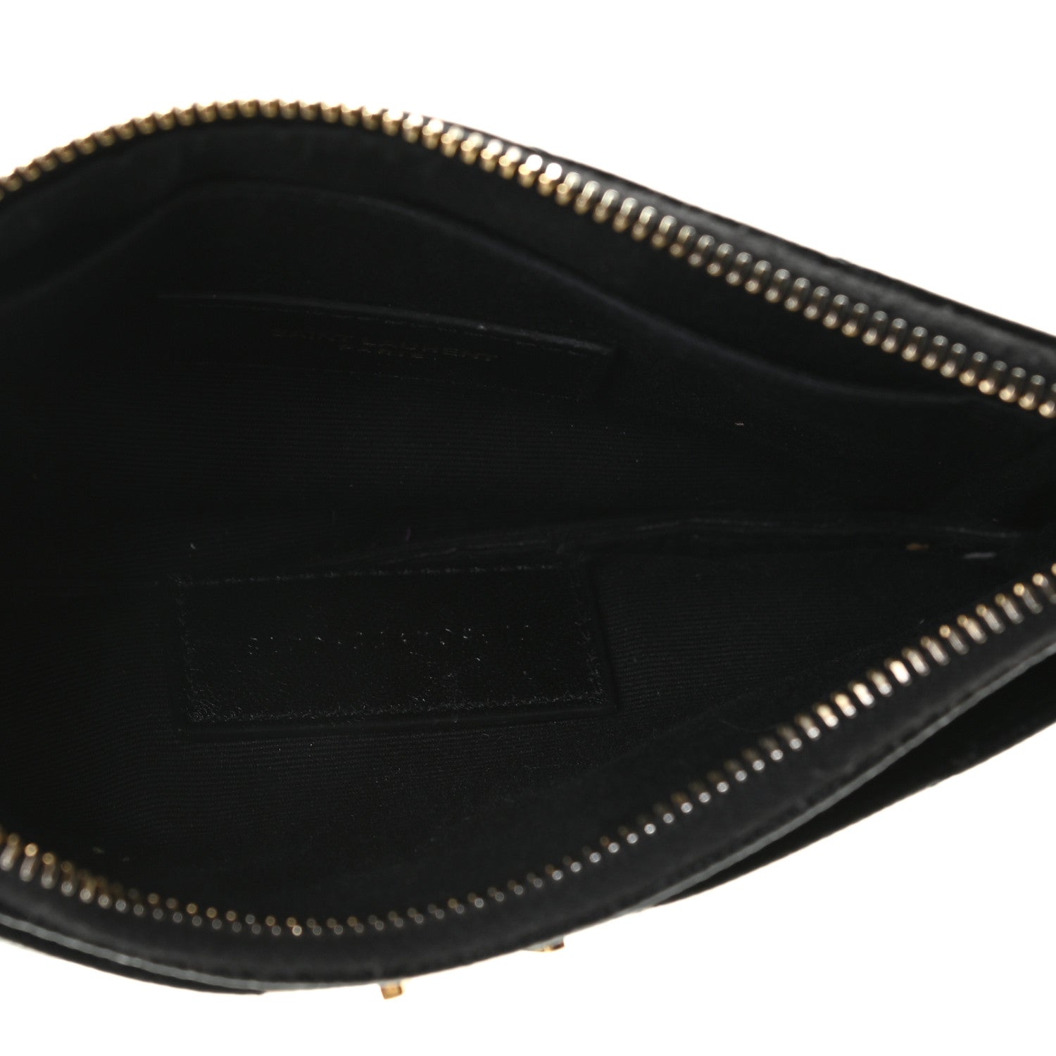 Saint Laurent Grain De Poudre Chevron Monogram Bill Pouch Black 6 of 8