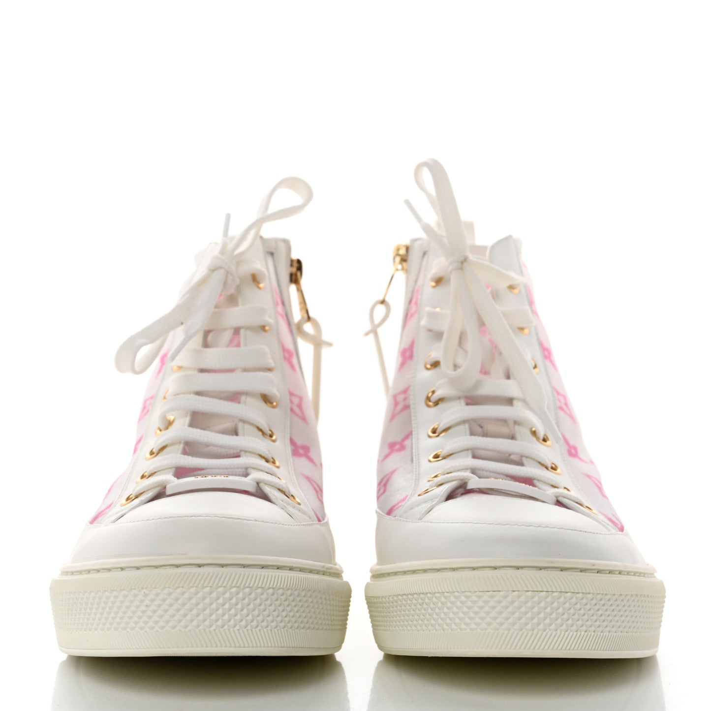 Technical Fabric Calfskin Monogram Printed Stellar Sneaker Boots 40 Pink
