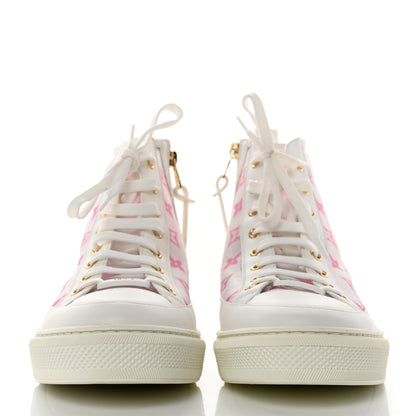 Louis Vuitton Technical Fabric Calfskin Monogram Printed Stellar Sneaker Boots 40 Pink 2 of 9