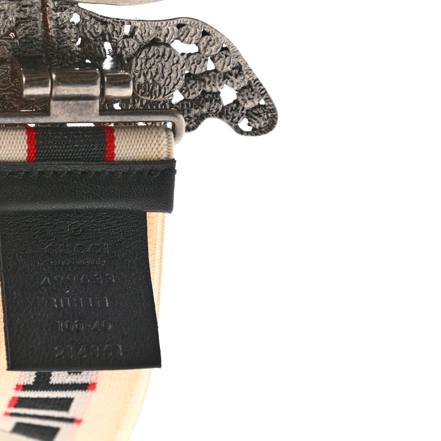 Gucci Jacquard Crystal Stripe Butterfly Belt 100 40 White 3 of 4