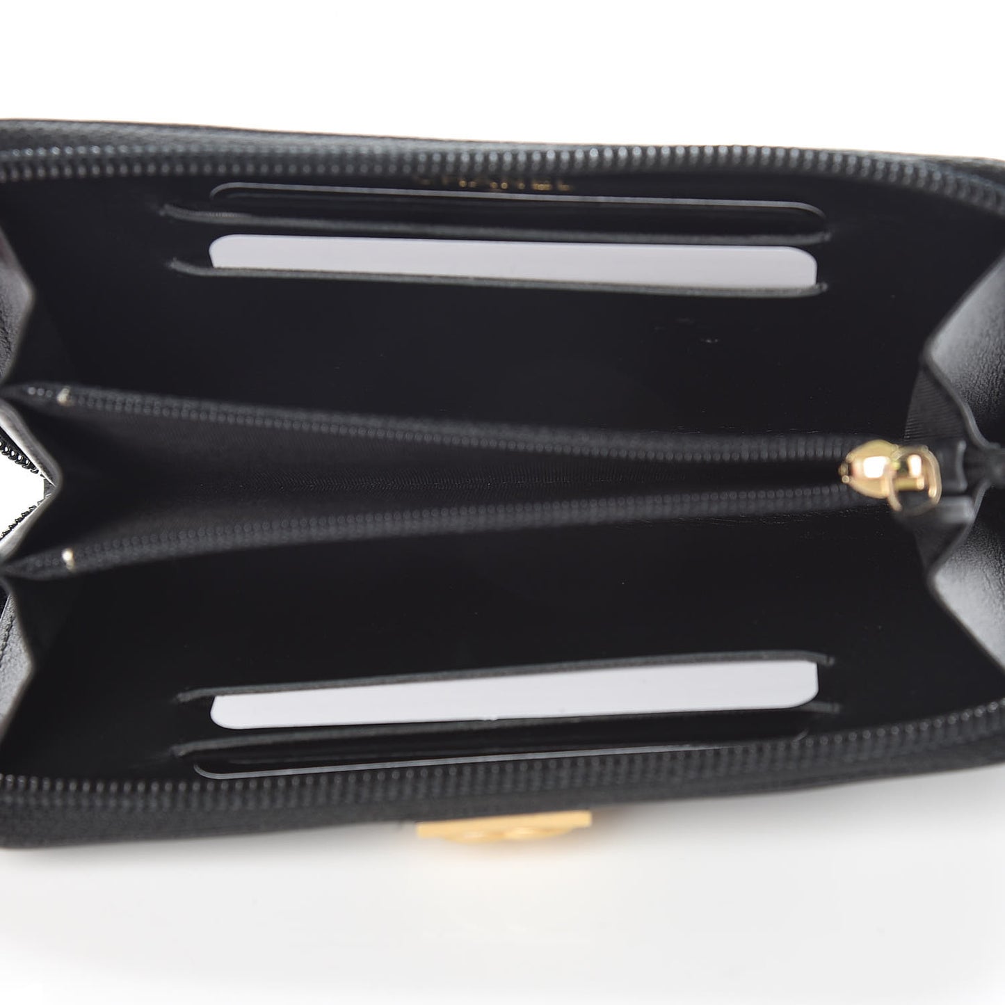 Caviar Quilted Small Boy Zip Around Wallet Black