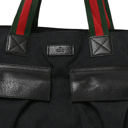 Gucci GG Monogram Medium Web Handle Double Pocket Tote Black 7 of 9