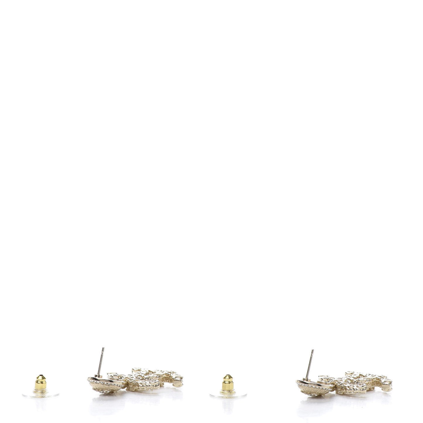 Crystal CC Drop Logo Earrings Gold