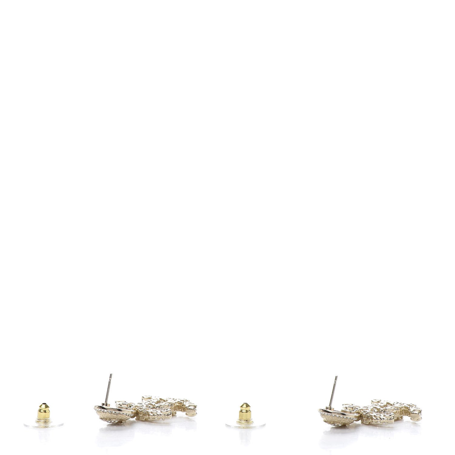 Chanel Crystal CC Drop Logo Earrings Gold 3 of 5