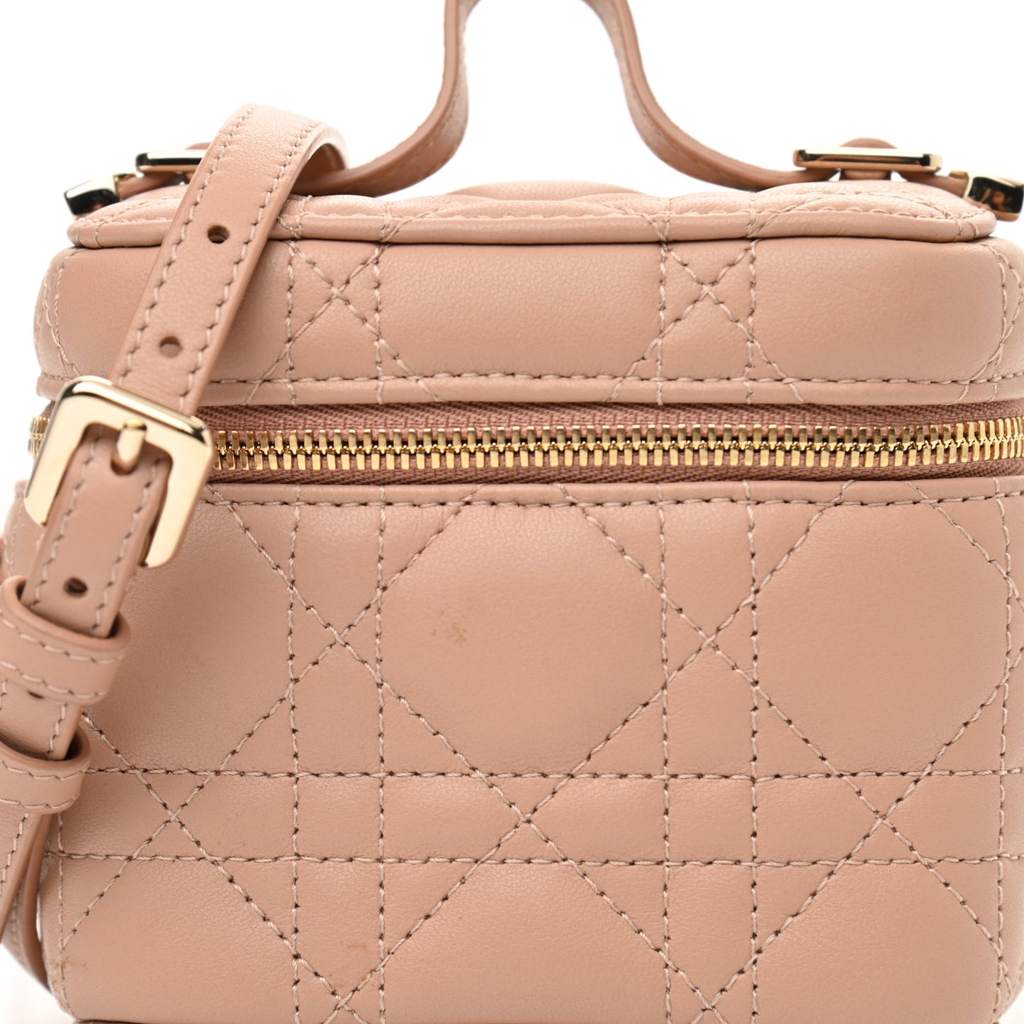 Lambskin Cannage Micro Vanity Case Rose Des Vents