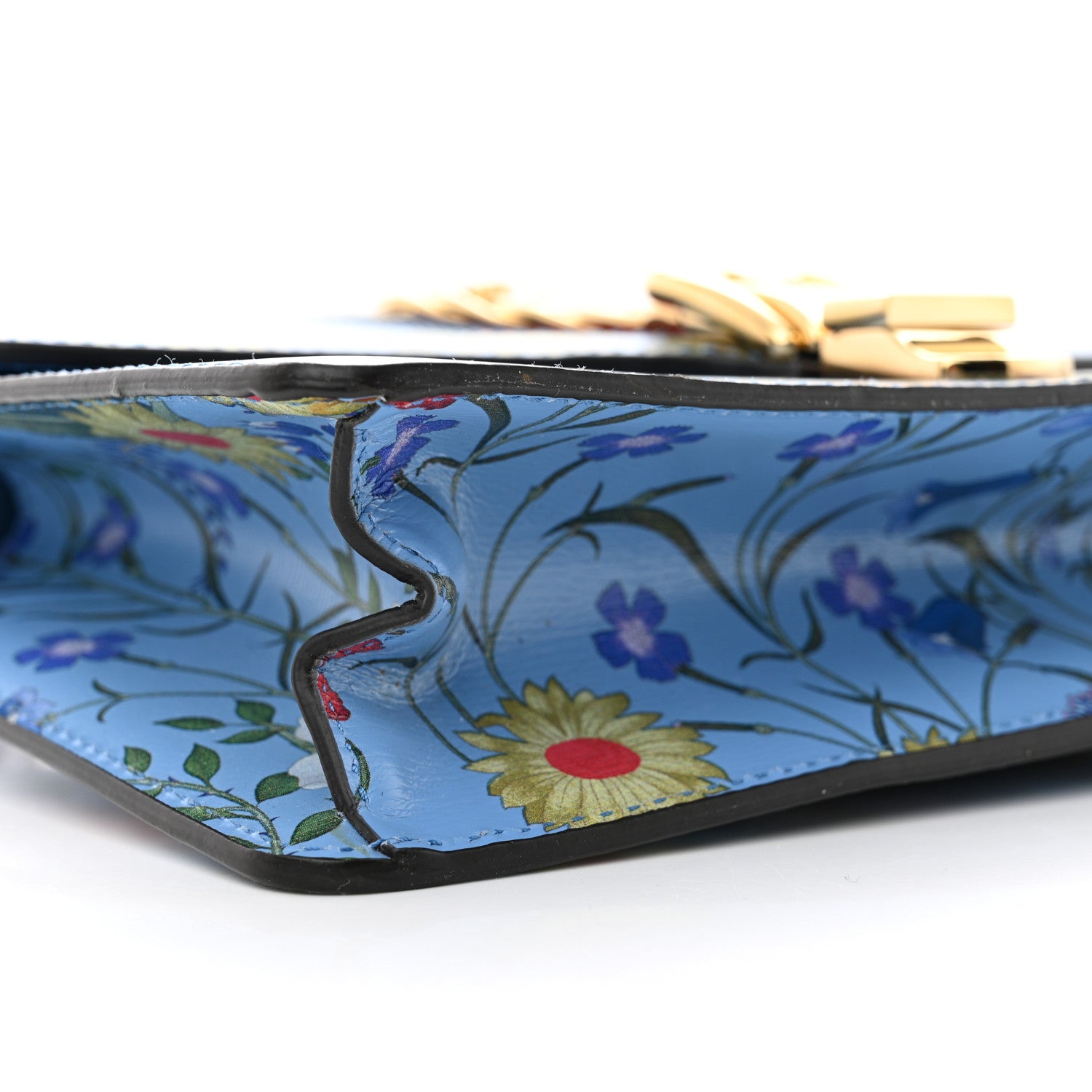 Gucci Shangai Calfskin Web New Flora Small Sylvie Shoulder Bag Azure 9 of 10