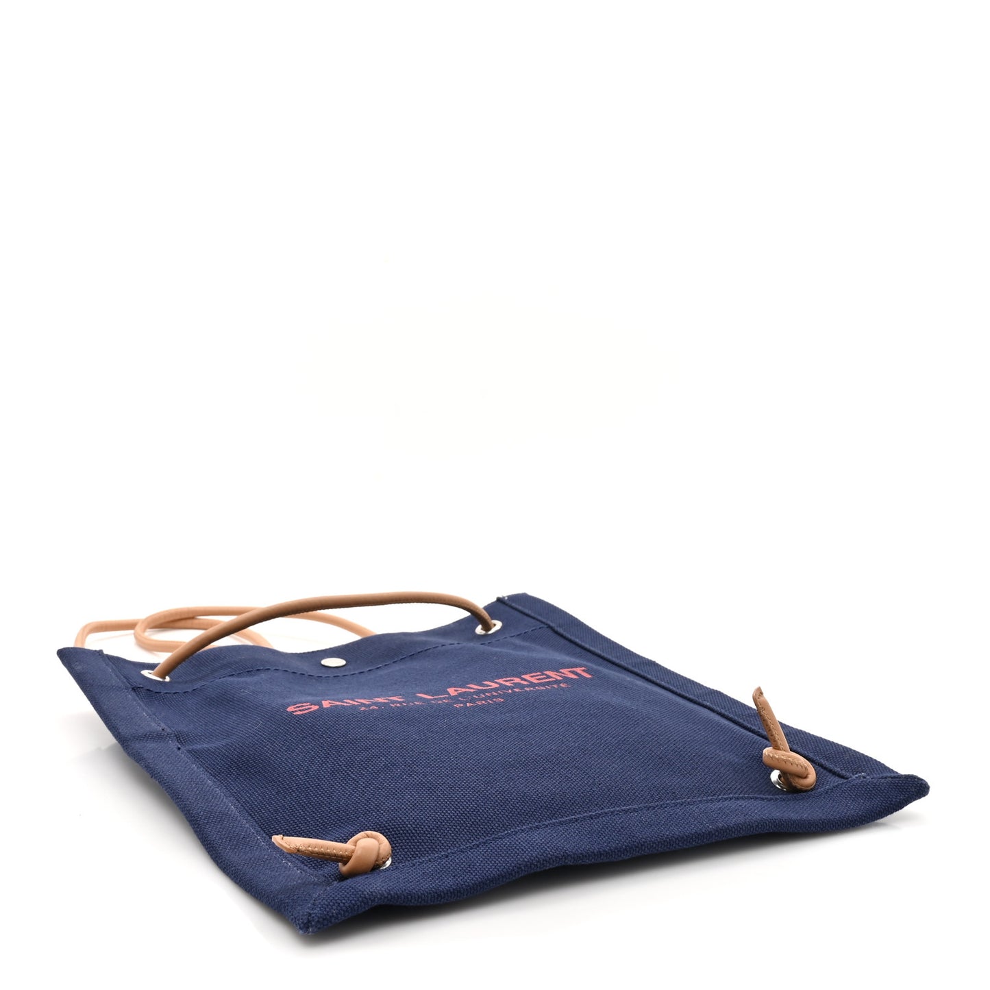 Linen Calfskin Rive Gauche Backpack Blue Rouge Eros
