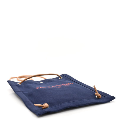 Saint Laurent Linen Calfskin Rive Gauche Backpack Blue Rouge Eros 4 of 11
