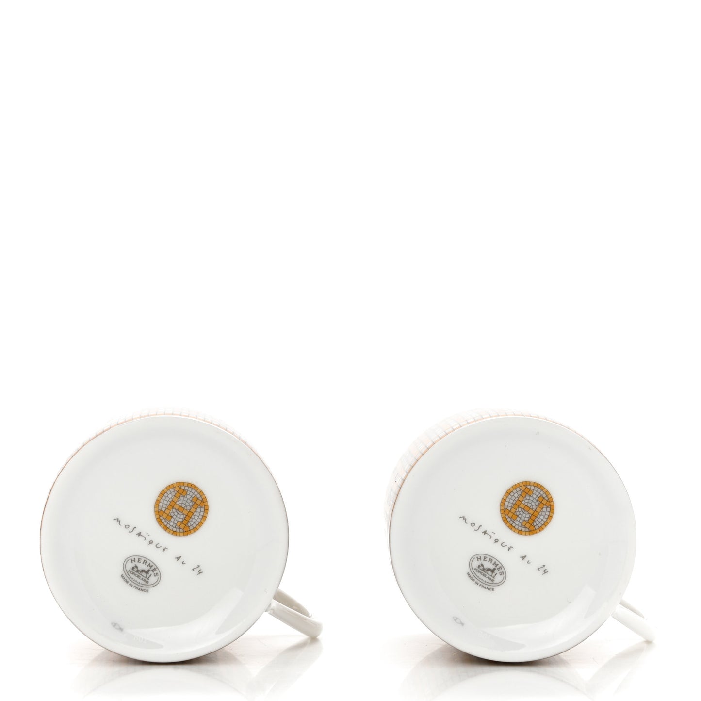 Porcelain Mosaique Au 24 Gold Coffee Cup and Saucer Set of 2