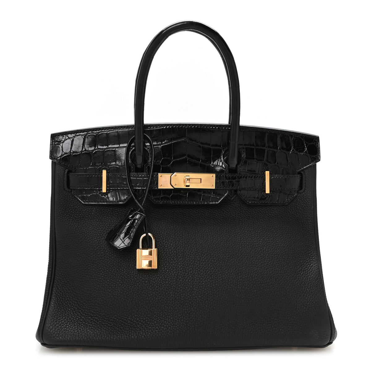 Hermes Togo Shiny Niloticus Crocodile Birkin Touch 30 Black 1 of 10