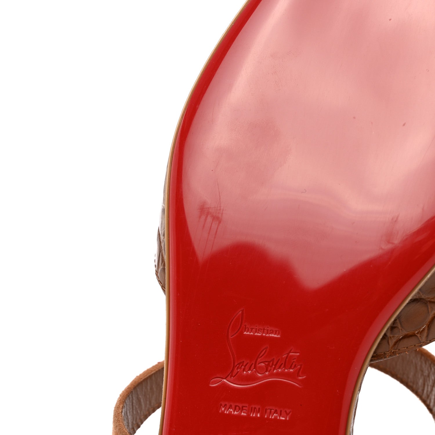 Christian Louboutin Calfskin Crocodile Embossed Choc Lock Flats 40 Biscotto 12 of 19
