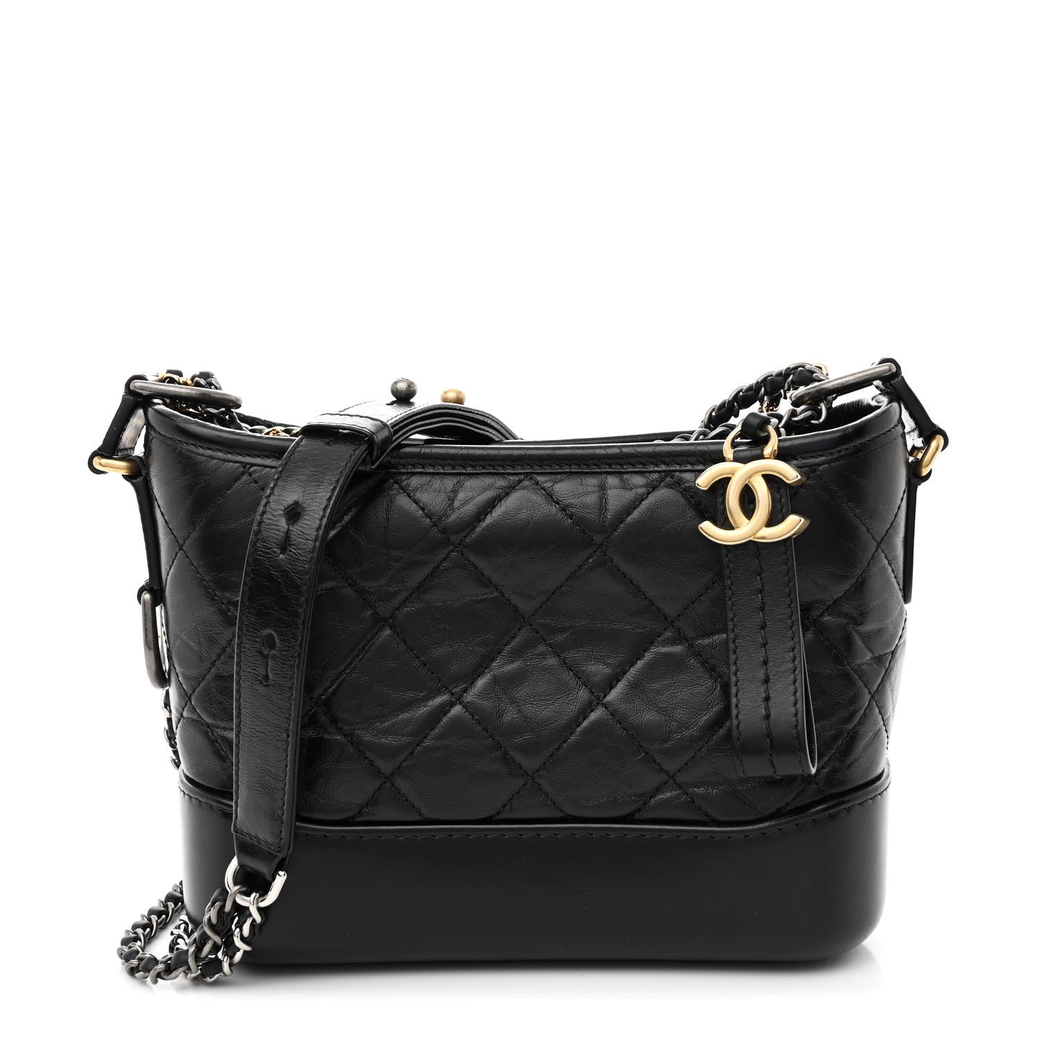Chanel Aged Calfskin Quilted Small Gabrielle Hobo Black 1 of 10