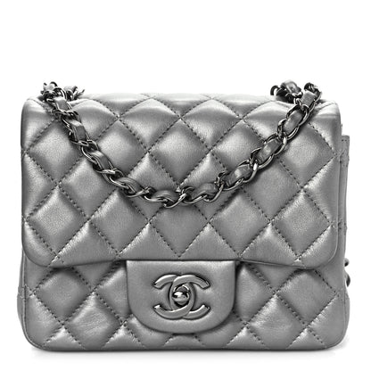 Chanel Metallic Lambskin Quilted Mini Square Flap Dark Silver 1 of 9
