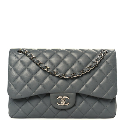 Chanel Caviar Quilted Jumbo Double Flap Grey 1 of 11